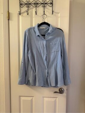 Anne Klein Light Blue Button-Up Top